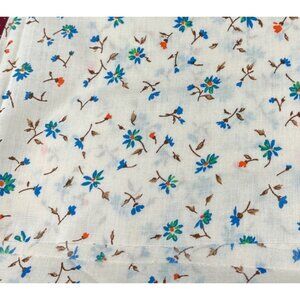 Vintage Cotton Fabric Small Blue/Orange Floral Print 1/2 yard x 44" Sewing Mater